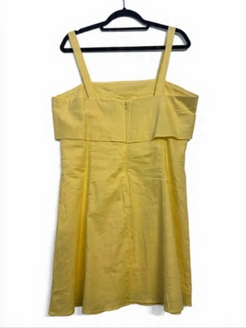 Banana Republic Linen Cotton Blend Square Neck Mini Dress Sz 14 Yellow